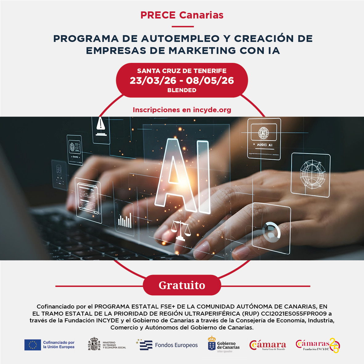 Programa gratuito de Autoempleo y Creación de Empresas de Marketing Digital con IA. Santa Cruz de Tenerife - 2026